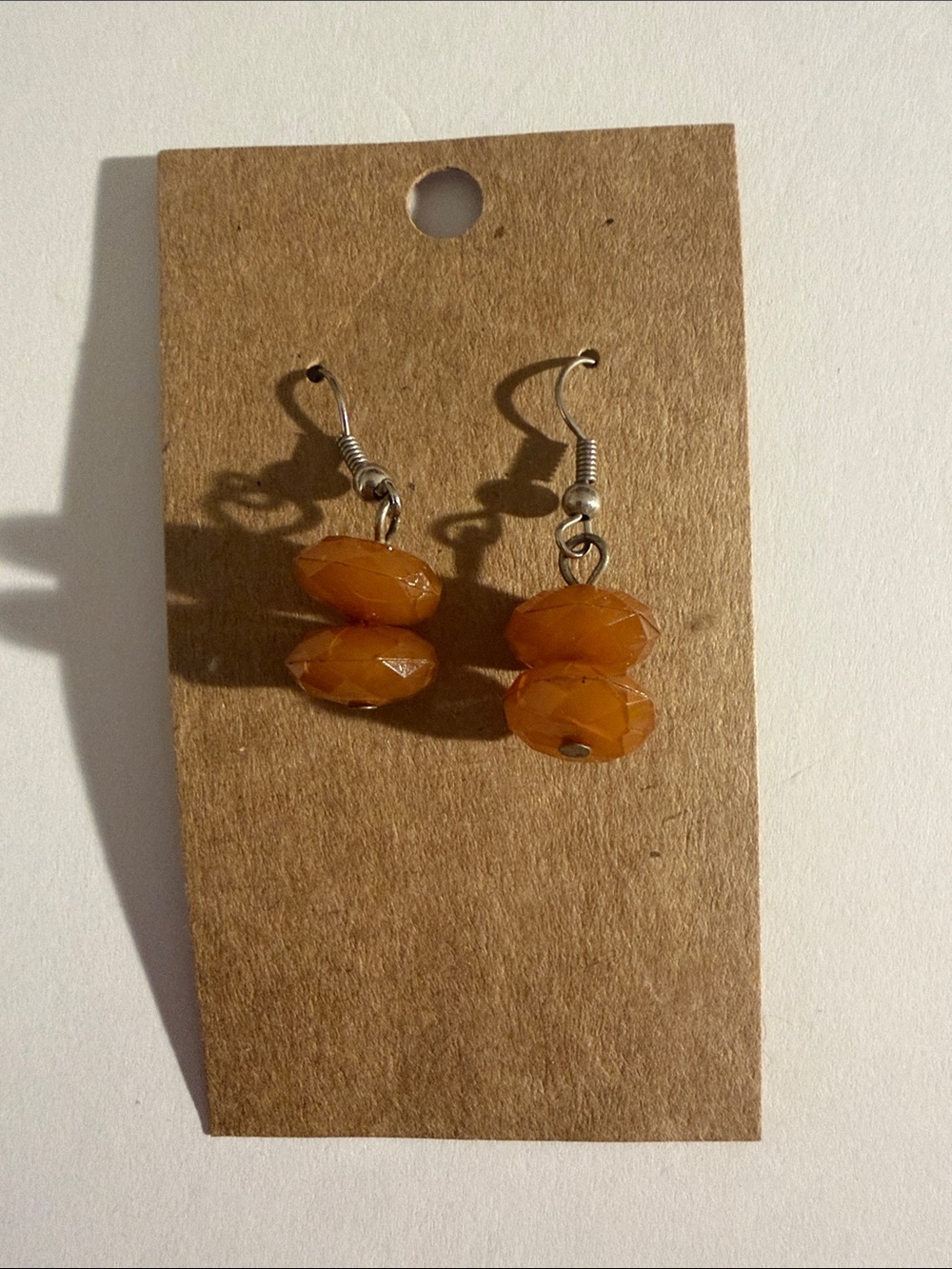 Handmade Orange Bead Dangle Earrings
